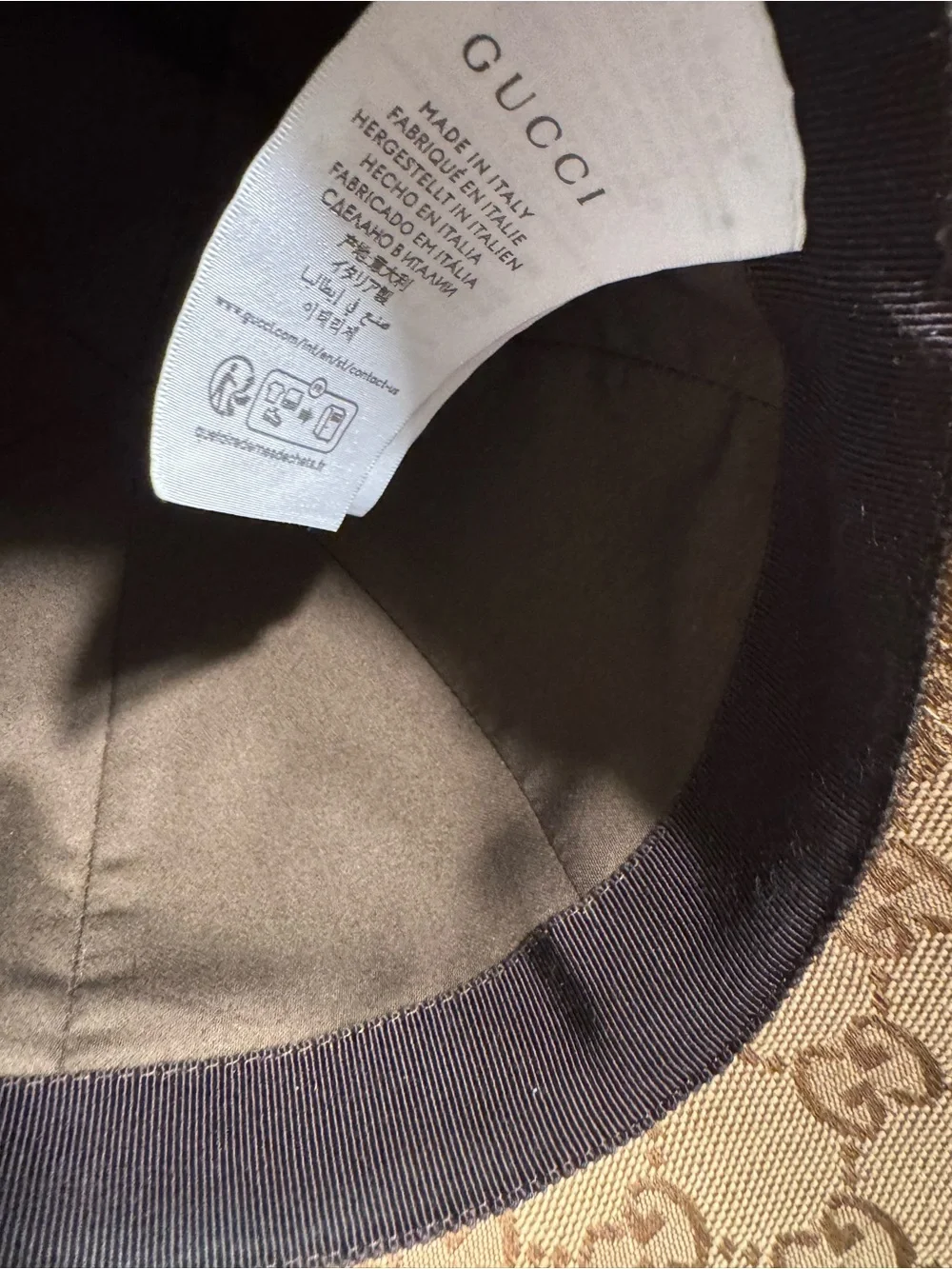 Gucci Beige & Brown GG Canvas Baseball Cap with Blue Tint